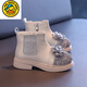 HAL.DUCK children's boots autumn 2025 new children's Martin boots female baby short boots princess shoes autumn and winter princess rhinestone beige single boots 33 inner length 20.8 cm