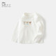 BORBOON B baby base layer spring 2026 new baby long-sleeved T-shirt inner top spring versatile boys' clothes for women white 8155 90