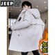 JEEP SPIRIT Jacket Men's Autumn and Winter Men's Windbreaker Mid-length Plus Velvet Thickened Casual Korean Style Versatile Men's Cotton Coat Thick and Thick Optional Plus Velvet Thickened Model S3-8029 Black M 80-105Jin Jin is equal to 0.5 kg