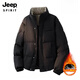 JEEP SPIRIT2025 Новинка 90, куртка на белом утином пуху, мужская куртка-стойка, зимняя модная брендовая свободная теплая куртка, ветрозащитная куртка-хлеб, бежевого цвета, M