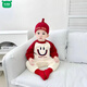 Wooden house parent-child outfits for autumn and winter photography for a family of three or four 2026 new red color mother-child mother-daughter baby one-piece family fashion apricot splicing burgundy (without velvet) 66 one-piece with hat