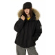 GROUND ZERO couple's large fur collar workwear style design 90 white duck down warm hooded down jacket black L