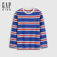 GAP Boys 2026 Spring New Bear Embroidered Striped Loose Long Sleeve T-shirt Children's Top 861988