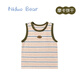 Nido Bear's new summer children's vest striped vest for boys and girls baby top with breathable contrast color Mocha Biscuit 110
