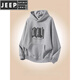 JEEP SPIRIT autumn and winter new letter printed American style versatile couple hooded sweatshirt boys casual autumn loose hoodie jacket red 2XL