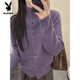 Playboy (PLAYBOY) button turtleneck sweater for women in spring, autumn and winter, new style, can be worn outside and inside, unique and super good-looking, thick knitted cardigan for women, orange S, recommended 70--95Jin Jin is equal to 0.5 kg