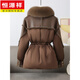 Hengyuanxiang fox fur collar fur coat for women 2026 winter new fashion slimming rabbit fur one-piece down jacket and goose down coat brown S (85-110Jin Jin equals 0.5 kg)