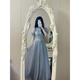 Aoyou's new silver-gray fugitive princess evening dress, feminine niche temperament banquet super fairy performance costume, silver-gray XS