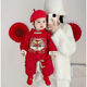 Modal baby clothes, newborn velvet jumpsuit, New Year's full month baby red festive New Year's greeting suit, cute dragon jumpsuit, velvet double layer, 66cm, recommended for 0-4 months