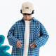 Mipo new product 26 spring new children's shirt for boys and girls soft and breathable outdoor plaid versatile sun protection top trendy blue plaid 140