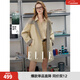 ELLE French plaid stitching Lyocell Tencel windbreaker women's 2025 autumn new loose reversible coat Khaki S