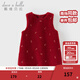 DAVE&BELLA Children's Plush Knitted Tank Top Winter New Year's Fashionable Baby Girl Ant Velvet Dress Girls' Skirt Red Ready in Stock 90 cm (recommended height 80-90cm)