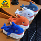 G.duck little yellow duck children's cotton slippers for boys winter cartoon shark bag and furry shoes for children baby home shoes parent-child sapphire blue slippers size 24 25 inner length 15CM suitable for 1-2 years old