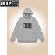 JEEP SPIRIT autumn and winter new letter printed American style versatile couple hooded sweatshirt boys casual autumn loose hoodie jacket red 2XL