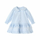 DEESHA official children's clothing for girls spring and autumn new style girls baby and toddler princess style shirt cotton long-sleeved dress powder blue 130