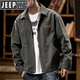 JEEP SPIRIT Jeep Work Jacket Men's Autumn and Winter 2026 New American Retro Trendy Brand Pure Cotton Casual Men's Jacket Pimshuai Dark Khaki L Suitable for 140Jin Jin is equal to 0.5kg -160Jin Jin is equal to 0.5kg