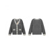 MIU Miu Miujia knitted cardigan women's V-neck long-sleeved jacket autumn and winter new age-reducing college style outer wear trendy gray M