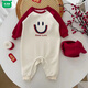 Wooden house parent-child outfits for autumn and winter photography for a family of three or four 2026 new red color mother-child mother-daughter baby one-piece family fashion apricot splicing burgundy (without velvet) 66 one-piece with hat