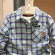 G.duck children's clothing 25 spring new style boys' long-sleeved shirt cotton brushed plaid medium and large children's casual blue 1 140 cm