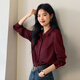 Eveli (eifini) Zhuzhu endorses high acetic acid light-fitting basic commuting shirt for women 2026 new casual top for women burgundy XL 130-145Jin Jin is equal to 0.5 kg