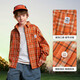 ASK JUNIOR children's clothing children's shirt spring clothing boys and girls contrasting color lapel long-sleeved shirt casual versatile jacket orange