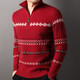 Year of the Horse, zodiac year, red 480g thickened pure wool sweater, men's zipper turtleneck sweater, New Year sweater, big red 2XL 185/120