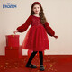 Disney (Disney) Girls Red Dress Winter New Children's Christmas Dress New Year Dress Girls Winter Dress Mesh Skirt Red 120