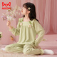 MiiOW children's pajamas girls pure cotton long-sleeved spring, autumn and winter palace-style big children's and girls' home wear suits with chest pads 44300# ice blue 170 size 12 (recommended height 115-125CM. Weight 50Jin Jin is equal to about 0.5 kg