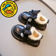 G.duck Little Yellow Duck Leather Shoes Girls' Cotton Shoes Winter 2025 New Children's Velvet Princess Shoes Girls' Warm Medium Large Black Collection and Purchase Priority Shipping 23 Inner Length 14.5cm