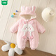 Wooden wooden house baby winter clothes plus velvet baby going out to keep warm newborn one-piece cotton-padded clothes cute and thickened 66 yards 73cm 36cm