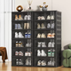 Yusenyi thickened shoe box storage box transparent all-in-one plastic shoe rack shoe and sneaker storage artifact folding dust-proof shoe cabinet hot sale 3 pieces (single door design, 1 second access) transparent gray
