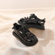 Tongmeng Sunny Children's Leather Shoes 2026 Spring New Girls Princess Shoes Black Loaf Shoes with Skirt Soft Sole Shoes