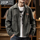 JEEP SPIRIT Jeep Work Jacket Men's Autumn and Winter 2026 New American Retro Trendy Brand Pure Cotton Casual Men's Jacket Pimshuai Dark Khaki L Suitable for 140Jin Jin is equal to 0.5kg -160Jin Jin is equal to 0.5kg