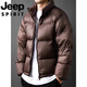 JEEP Jeep International Brand Glossy Down Jacket Men's Winter Stand Collar Loose Casual Sports Bakery Warm Jacket Black L