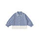 INSBOBO children's clothing girls jacket 2026 spring children's shirt girls sweet plaid shirt lace top blue and white plaid 110
