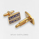 KFLK Original - French Cufflinks Men's Light Luxury Customized Shirt Cuff Buttons Sleeve Nails Engraving Cufflinks Gold Dark Blue
