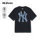 MLB Children's Official Boys and Girls Street Retro Cool Simple Round Neck Back Label Presbyopia T-shirt 26 Spring and Summer New Style Black 110 cm