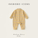 INSBOBO baby clothes 2026 spring and autumn new baby boy onesies baby wraps and rompers spring clothes yellow grid 66cm