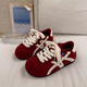 Woodpecker Thick-soled Inner Height-increasing Moral Training Shoes for Women 2026 Spring New Ugly Cute Bread Shoes Versatile Casual Student Sports Shoes Red 36 (230mm)