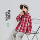 Yoyo Fairy Tale New Year Children's Red Plaid Shirt 2026 Spring and Autumn Boys Casual Shirts for Big Children and Fashionable Tops