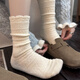 Shijanu's new milky white miu series thick socks for autumn and winter, slimming and thick mid-tube, milky white + khaki, one size fits all, thickened and warm, 35-39