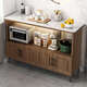 Fantasy kitchen slate storage rack multi-functional sideboard floor-standing workbench microwave pot rice noodle appliance storage cabinet slate countertop/package installation length 60 width 30 height 85