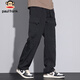 Paul Frank overalls men's spring American straight pants men's trendy casual pants men's trousers black 4XL