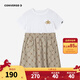 Converse children's clothing girls short-sleeved dress summer new children's patchwork children's skirt pure white 110/56 recommended height 104-110cm