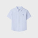 Heilan House (HLA) short-sleeved shirt children's clothing 26 new style Yi Xin is pure cotton shirt boys summer light blue stripes 02 130 /64