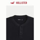 HOLLISTER waffle classic LOGO Henry collar casual long-sleeved T-shirt 26 spring and summer men's 324-6556 black L (180/108A)