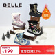 Belle Children's Shoes Snow Boots 2025 Winter New Style Velvet Thickened Girls' Large Cotton Boots Boys' Short Boots Purple/Gray 35