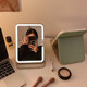 MOLA.Boat. LED make-up mirror with light, home desktop, make-up light, small mirror, portable | Weizhou beige small make-up mirror