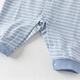 DAVE&BELLA Newborn Pure Cotton Romper 2026 Spring New Antibacterial and Anti-mite Baby Boy Jumpsuit Newborn Baby Pajamas Blue and White Stripes Ready Stock 80cm (Recommended Height 73-80cm)