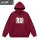 JEEP SPIRIT autumn and winter new letter printed American style versatile couple hooded sweatshirt boys casual autumn loose hoodie jacket red 2XL